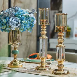 キャンドルホルダーラグジュアリーロマンチックなダイニングテーブルキャンドルスティックデコレーションゴールデンウェディングの名誉あるデラベラ屋内装飾wt5ztcandle