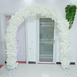 Decoración de fiesta blanca exclusiva Cereza nevada u Arch Door Juego de flores artificiales con estante de metal para la decoración del fondo de la boda
