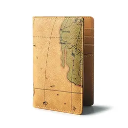 Titulares de cartão Vintage Map Soft Leather Map Men's Passport Titular Slim Organizer Travel Cartet para feminino Protectorcard CaseCard
