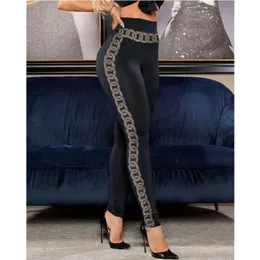 Skinny Pants Women High midja svart blyertspenna Casual Spring Autumn Print Slin Fit Ladies Woman 220816