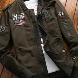 Jaqueta bomber masculina moda casual blusão jaqueta casaco masculino primavera e outono outwear suporte fino bordado militar 220822