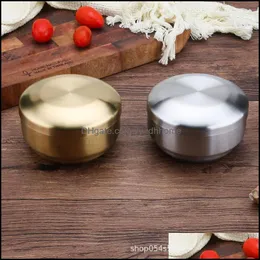 Bowls 304 Korean Stainless Steel Double Rice Bowl With Lid Soup Steamed Anti-Scalding Child Small Cuisine Drop Delivery 2021 Yydhhome Dhevx