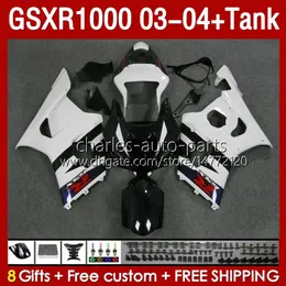 Wtryskowe Formy Formy dla Suzuki GSXR-1000 K 3 GSXR 1000 CC K3 GSXR1000 2003 2004 Body 147NO.99 GSX-R1000 1000cc 03 04 GSX R1000 2003-2004 OEM Warzy Blosy Tank White Blossy