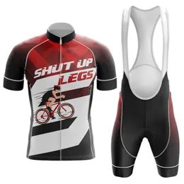 Pro Team Radfahren Jersey Sets 2024 Shut Up Legs Sommer Kurzarm Mountainbike Kleidung Atmungsaktive Kleidung MTB Ropa Ciclismo Anzüge