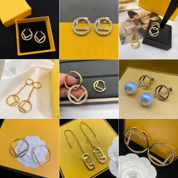 Luxury Letter F Stud Earrings Womens Star Diamond Earrings For Ladies 925 Sterling Silver Needles Ear Studs Designers Jewelry Birthday Party Gift