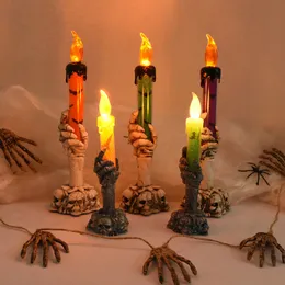 لوازم الحفلات الاحتفالية الأخرى Halloween LED Candle Light Skeleton Ghost Hand Smokefree Light Props Halloween Party Decoration Supplies Kids Toy Gift 220826