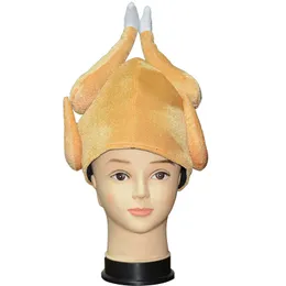 面白い大人の豪華なロースト七面鳥の帽子ベルベット感謝祭クリスマスホリデーパーティーフェスティバルコスプレコスチュームキャップチキンレッグキャップ