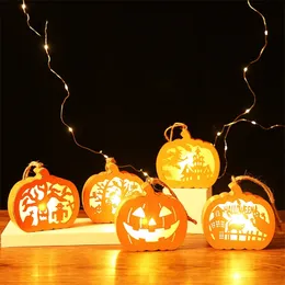 Andra festliga festförsörjningar Halloween trä pumpa belysning slott ghost häxa hänge gh 220826