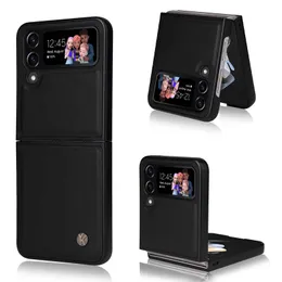 Samsung Galaxy z 플립 4 3 배 접이식 4 배 접이식 Flip4 Zflip4 비즈니스 패션 하드 PC 플라스틱 휴대 전화 플립 커버 피부 푸치 지갑