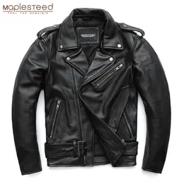 Men's Leather Faux Leather MAPLESTEED Classical Motorcycle Jackets Men Leather Jacket 100% Natural Cowhide Thick Moto Jacket Winter Sleeve 61-67cm 6XL M192 220826