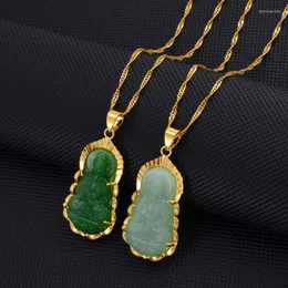 Hänge Halsband Utsökt buddhistisk imitation Jade Guanyin Buddha Staty Halsband för män och kvinnor Religiös amulett smycken presenthänge