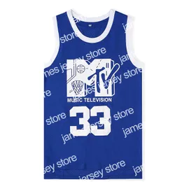 Koszykówka uniwersytecka nosi męską Will Smith #33 Jersey Music Television Pierwszy doroczny rock Njock B-Ball Jam 1991 Blue zszyte koszule MTV