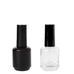 15 ml frostschwarze und transparente leere Nagellackflaschen, Fläschchen, Behälter, Probenflaschen mit Pinselverschluss