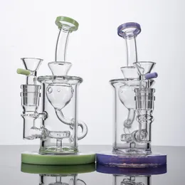 Cali Bee Showerhead Perc Hookahs Klein Recycler Dab Rigs 6 Inch 14mm Female Thick Pyrex Glass Bongs With Bowl Green Purple Smoking Pipes Water Pipes Tobacco Tools