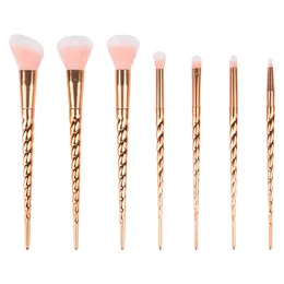 Fashion Girls Makeup Brush 7st Set Spiral Shaped Rose Gold Color Gift Cosmetic Brushes Tools
