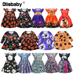 Särskilda tillfällen år Halloween Toddler Girls Pumpkin Dress Party Witch Costume Carnival Skull Up Cute Casual Clothing A220826