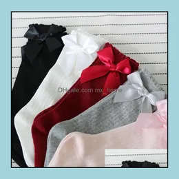 Socks Design Kids Toddlers Girls Big Bow Knee High Long Soft Cotton Lace Baby Drop Delivery 2021 Baby Maternity Clothing Mxhome Dhp2J