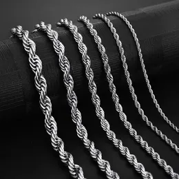 Projektanci naszyjniki cuban link złoty łańcuszek łańcuchy Rope Chain naszyjnik 2-5mm nigdy nie znikną wodoodporny Choker naszyjniki mężczyźni kobiety Twist
