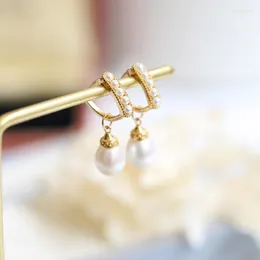 Dingle ￶rh￤ngen ljuskrona vintage s￶tvatten p￤ron ￶rh￤nge 925 Sterning silver droppe f￶r kvinnor vatten 10k guldpl￤terade fina smycken