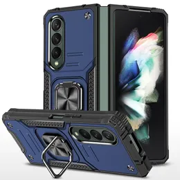 Samsung Z Fold 4 Shockproof Luxury 3Dカバーの調整可能なリングの電話ケース