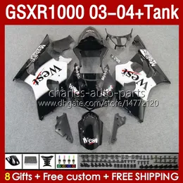 Injection mold Fairings For SUZUKI GSXR1000 GSXR-1000 K 3 GSX R1000 GSXR 1000 CC K3 03 04 Body 147No.51 GSX-R1000 2003 2004 1000CC 2003-2004 OEM Fairing & Tank black west blk