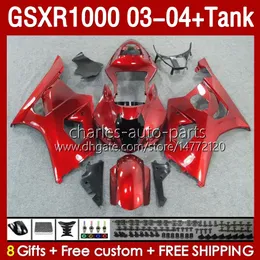 حقن القالب معرض لسوزوكي GSXR1000 GSXR-1000 K 3 GSX R1000 GSXR 1000 CC K3 03 04 BODY 147NO.48 GSX-R1000 2003 2004 1000CC 2003-2004 OEM Fairing Tank Red BLK