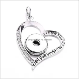 Charms Snap Button Charms smycken Rhinestone Zircon Love Heart Pendant Fit 18mm Snaps Knappar Halsband för kvinnor Män Noosa Mjfashion Dhtde