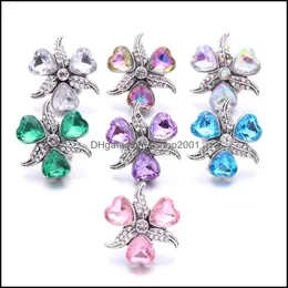 Charms hurtowe kryształowe serce snap kreskowania Kobiety biżuteria Odkrycia biżuterii Rhinestone 18 mm metalowe snapy guziki