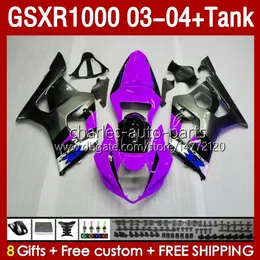 스즈키 용 페어링 키트 탱크 GSXR-1000 K 3 GSXR 1000 CC K3 03-04 주입 금형 본체 147NO.115 GSX-R1000 1000CC GSXR1000 2003 2004 GSX R1000 03 04 OEM 페어링 보라색 회색