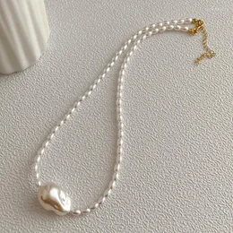 Pendant Necklaces ALLME Dainty Irregular Baroque Pearl For Women Girls Beaded Chain Chokers Necklace Daily Wedding Jewelry