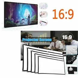 Portátil 60 - 150 Projector LED Screen de projeção 169 3d HD Filmes de cinema em casa Teatro ao ar livre branco dobrável para montagem em parede300n