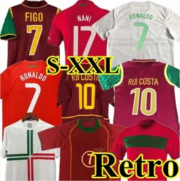 Retro Soccer Jerseys RONALDO Retro Jersey shirt 1998 1999 2010 2012 2002 2004 RUI COSTA FIGO NANI Classic Football kits Portuguese Vintage S-XXL