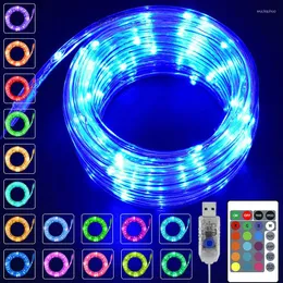 Stringhe 12/22M LED Esterno Impermeabile Tubo Corda Striscia Stringa Luce USB Telecomando RGB Lampada Ghirlanda Matrimonio Decorazioni per la casa Fata