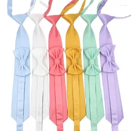 Bow bağları moda çocukları elastik kravat kravat okulu kızlar çocuklar çocuklar bebek düğün düz renkli öğrenci boyun hediyesi