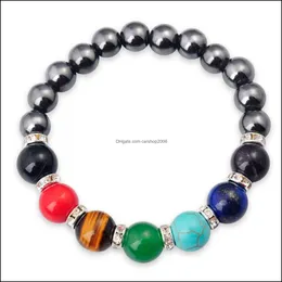 Beaded Strands Joya Gift Magnetic Hematite 8Mm Round Beads Stone Bracelets 7 Chakra Gemstone Crystal Healing Reiki Women Jewelry Ban Dhias