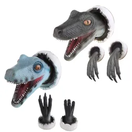 Objetos decorativos Figuras Montada na parede Resina de dinossauros esculturas de parede de parede de cabeça quebrada com garras adereços de estátua 3d Decorações de arte doméstica 220827