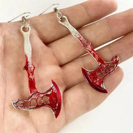 Ciondola Lampadario 1Pairs Halloween Horror Macchie di Sangue Forbici Ascia Coltello Affilato Orecchini per le Donne Moda Gioielli Esagerati Regali per Feste 220826