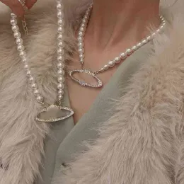 2022 nuova collana pendente di arrivo francese retrò classico perla strass clavicola catena femminile