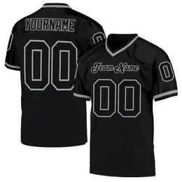 Custom Black Black-Gray Mesh Authentic Throwback Football Jersey