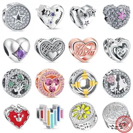 925 Silver Bead Fit Charms Pandora Charm Bracelet Tree Mom Crown Farkling Triple Halo Hearts Charmes Ciondoli Diy Fine Beads Jewelry