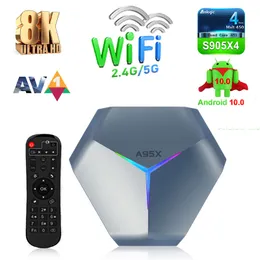 A95X F4 Android 11 TV BOX 8K HD RGB Light Amlogic S905X4 4GB 32GB 64GB 128GB 2.4G/5G Dual Wifi BT4.1 Smart TV Set Top Box