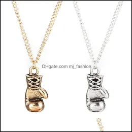 Pendant Necklaces Necklace Gold/Sier Plated Mini Boxing Glove Jewelry Cool For Men Boys Chain Drop Delivery 2021 Pendants Mjfashion Dhfqr