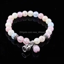 Fios de miçangas Coroa de luxo Blasting Bracelete de cristal de 8 mm homens e mulheres charme elástico jóias femininas mensagens 12psc Drop entrega 2 dhr5c