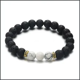 Braccialetti con ciondoli 8 mm bianco turchese nero pietra lavica perline braccialetto con ciondoli fai da te olio essenziale diffusore uomo gioielli energetici consegna di goccia Dhpgt