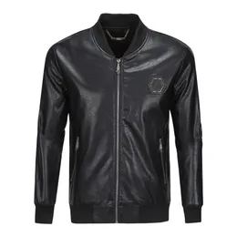 Skull designer jacket men hip hop Sport Motorcycle Faux Leather coat black Biker Letters bomber fashion luxury Fitness clothing Casual Zipper Slim Fit Short jackets