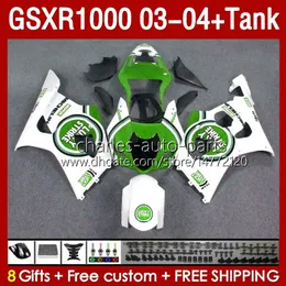 OEM Fairings for Suzuki GSXR-1000 K 3 GSXR 1000 CC K3 03 04 Bodys 147no.183 GSX-R1000 1000CC GSXR1000 03-04 GSX R1000 2003 2004 حقن قالب الخزان الأخضر محظوظ