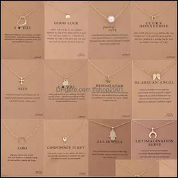 Pendant Necklaces Dogeared Necklace With Gift Card Elephant Pearl Love Wings Cross Key Zodiac Sign Compass Lotus For Women Fashion Je Dhfly