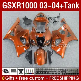 스즈키 GSXR-1000 K 3 GSXR 1000 CC K3 03 04 바디 147NO.161 광택 오렌지 GSX-R1000 1000CC GSXR1000 03-04 GSX R1000 2003 주사 금형 페어링 탱크