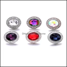 CLASPS HOOKS Colorf Oval Rhinestone Fastener 18mm Snap Button Clasp Sier Color Metal Charms för Snaps smycken Fynd Leverantörer släpper DHESC