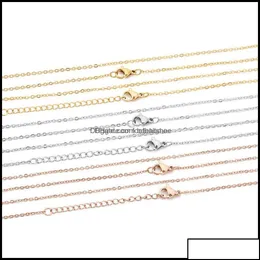 Beaded Neckor Pendants Jewelry 5st 316L RVS 1.5 2mm Rolo Ketting Gold Steel Tone 40 45 50 60cm Long Chain Karabi Drop Delivery 2 DHFU8